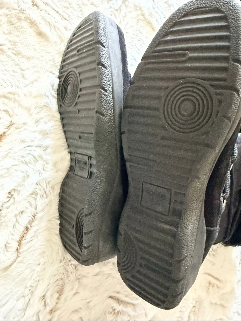Coach Black Quilted Logo Faux-Fur Winter Boot